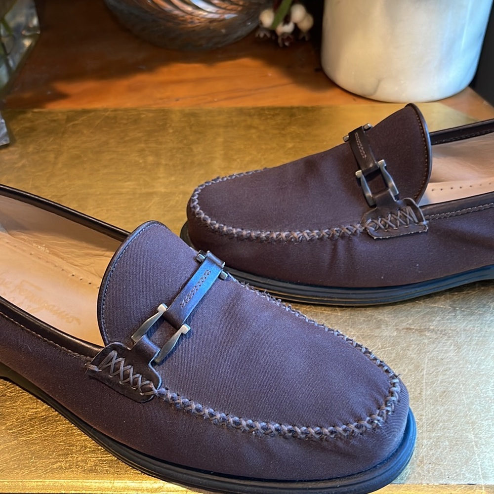 Salvatore Ferragamo Leather and Twill Canvas Loafer